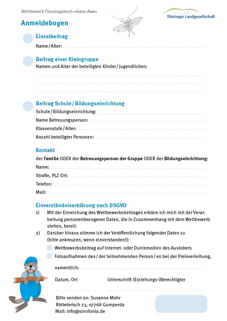 Teilnahmebogen Wettbewerb Flusstagebuch 2025 Titelseite