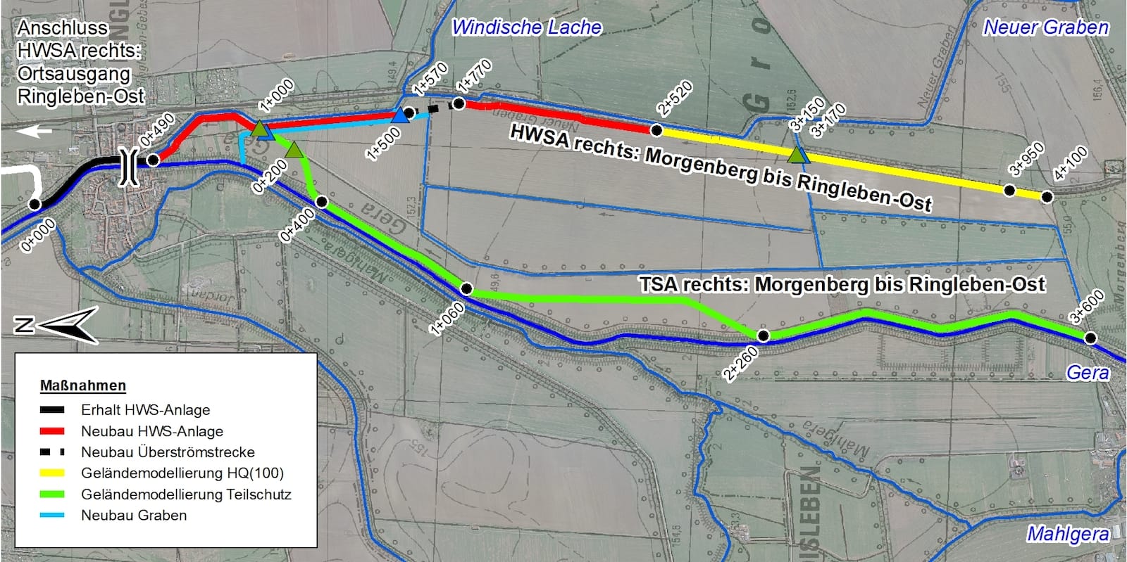 Übersicht Hochwasserschutz Morgenberg bis Ringleben-Ost