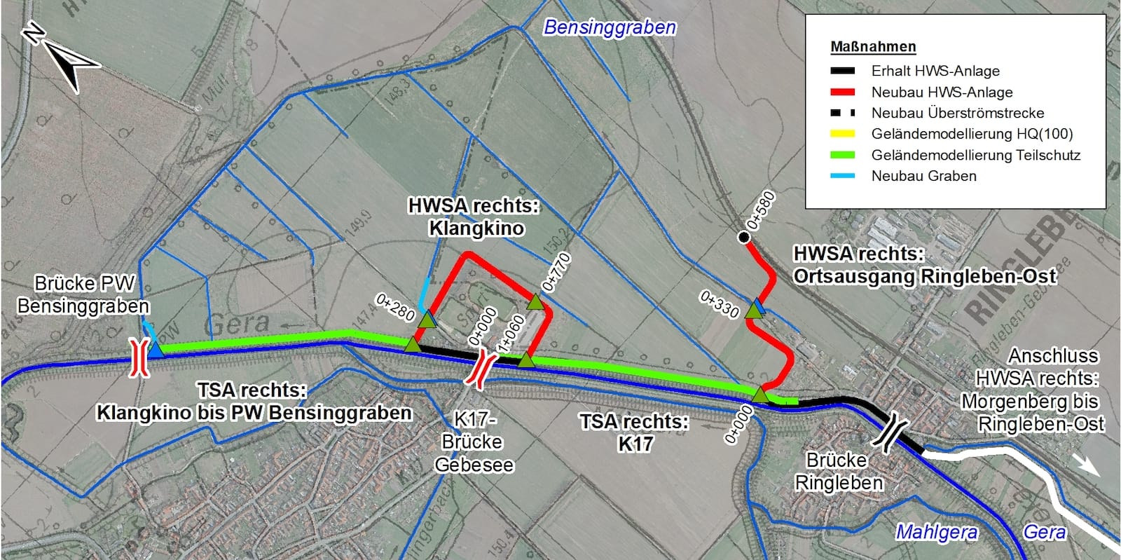 Übersicht Hochwasserschutz Ringleben-Ost bis zum Klausberg